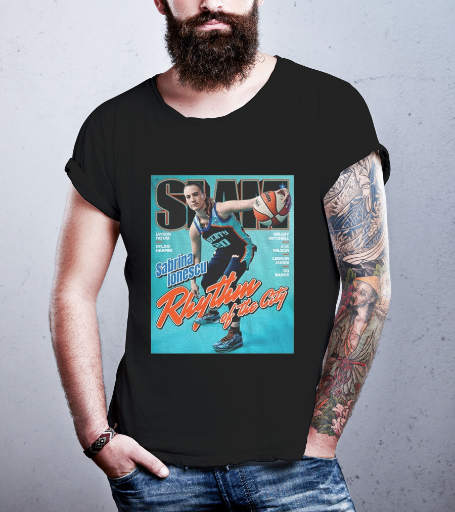 Slam Cover 264 Sabrina Ionescu Rhythm Of The City Liberty Basketball T-Shirt
