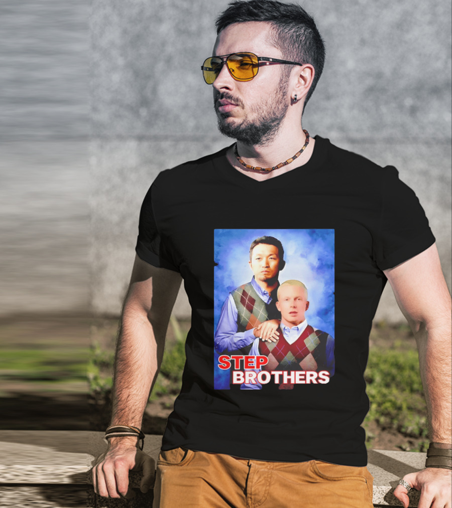 Step Brothers Two Men Argyle Vests Blue T-Shirt