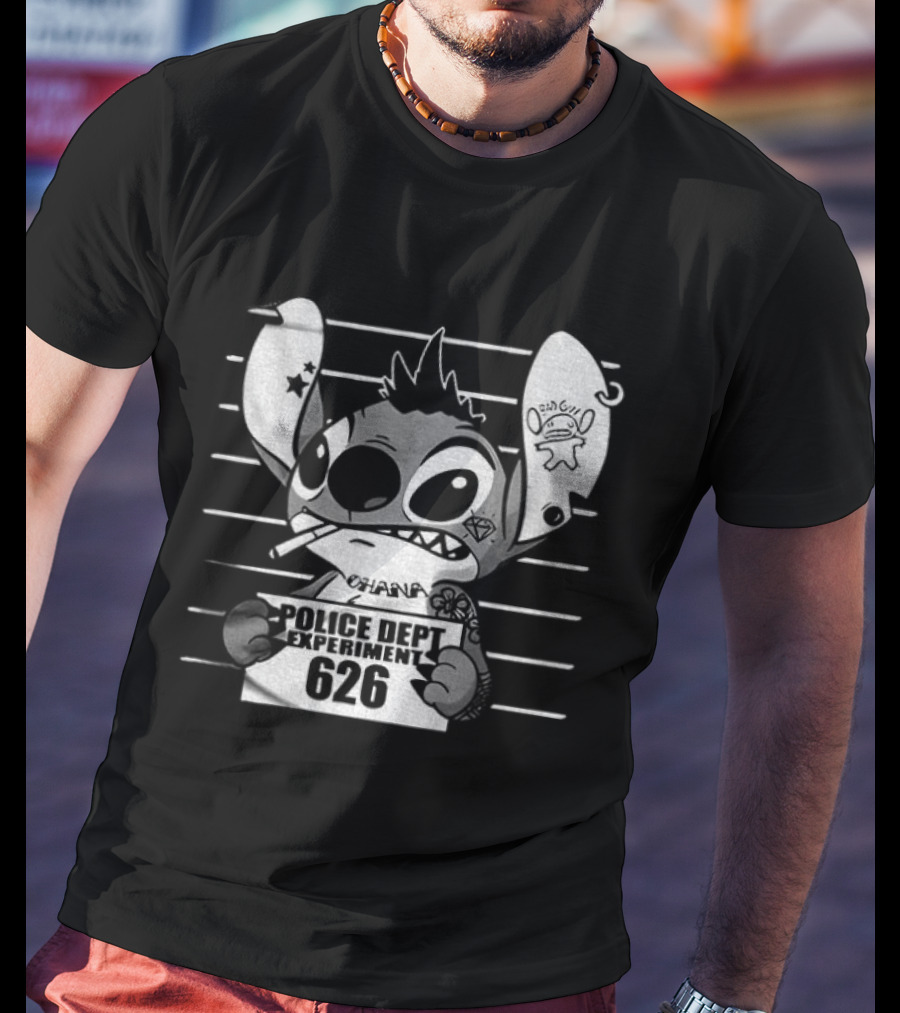 Bad Guy Experiment 626 Police Dept Shot Stitch T-Shirt
