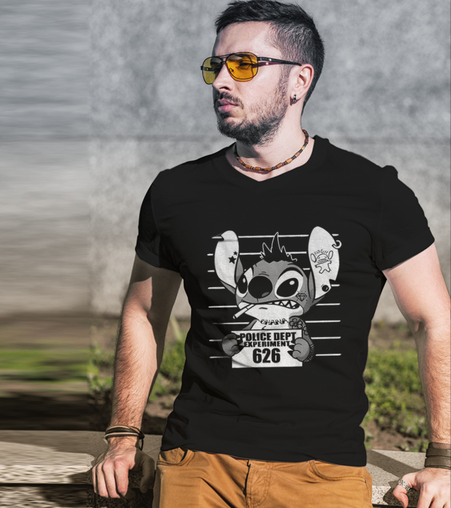 Bad Guy Experiment 626 Police Dept Shot Stitch T-Shirt