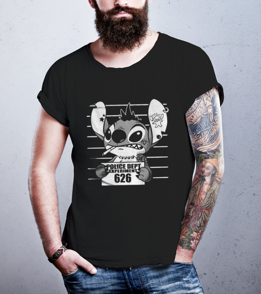 Bad Guy Experiment 626 Police Dept Shot Stitch T-Shirt