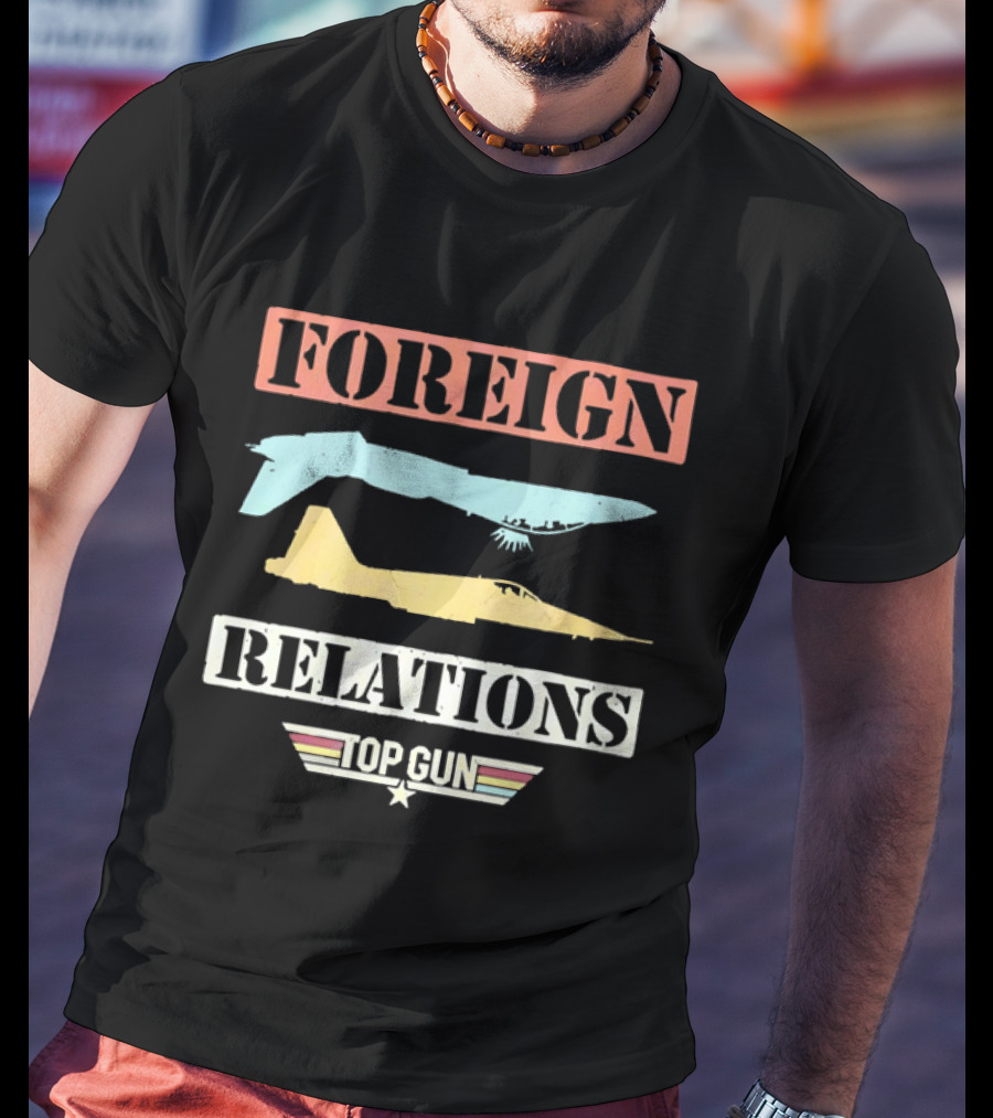 Top Gun Foreign Relations Fighter Jets Distressed Vintage Look T-Shirt