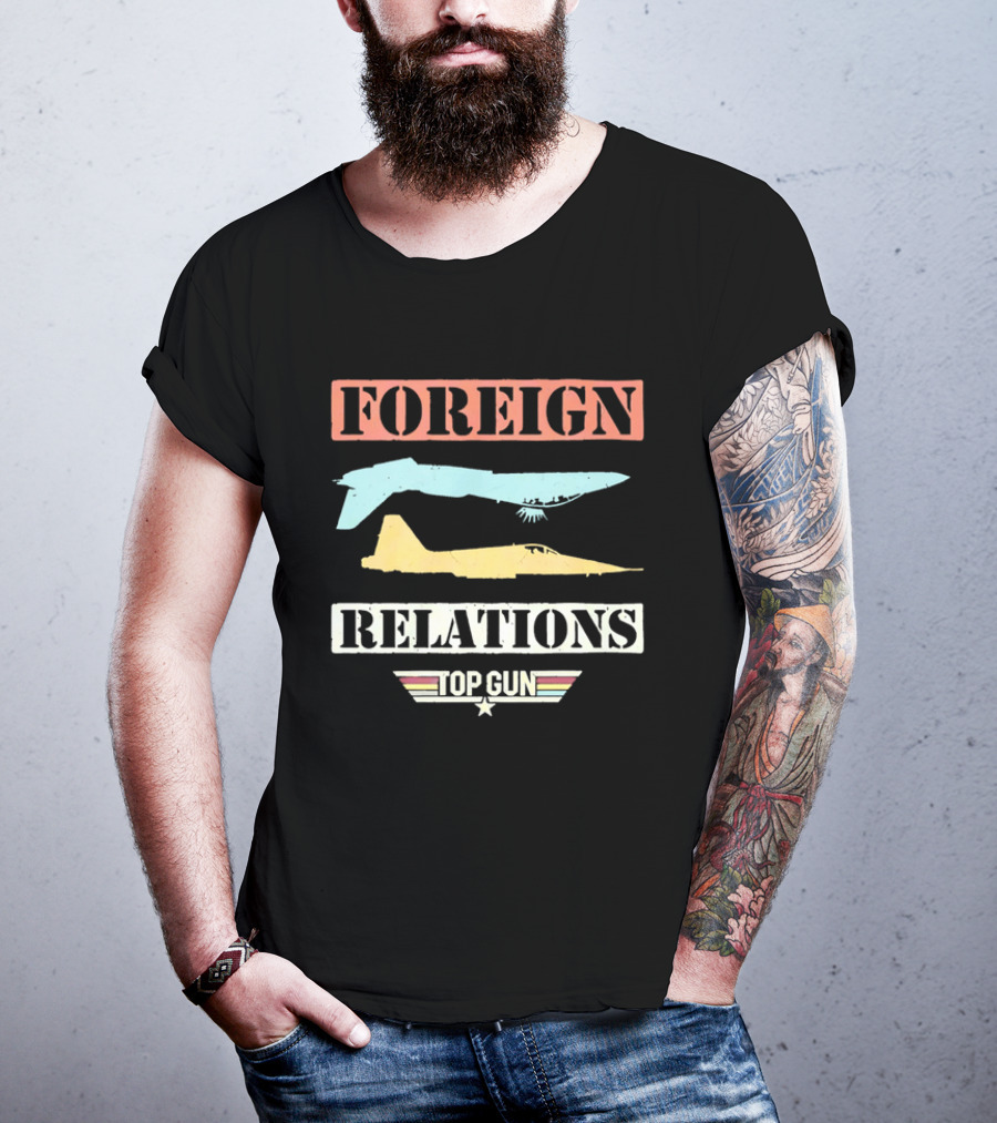 Top Gun Foreign Relations Fighter Jets Distressed Vintage Look T-Shirt