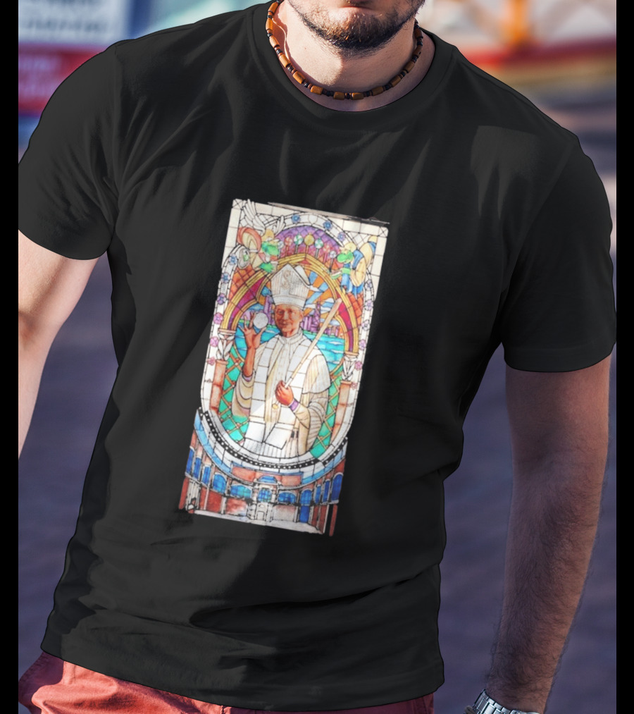 White Sox Pope Hat Stained Glass Painting T-Shirt