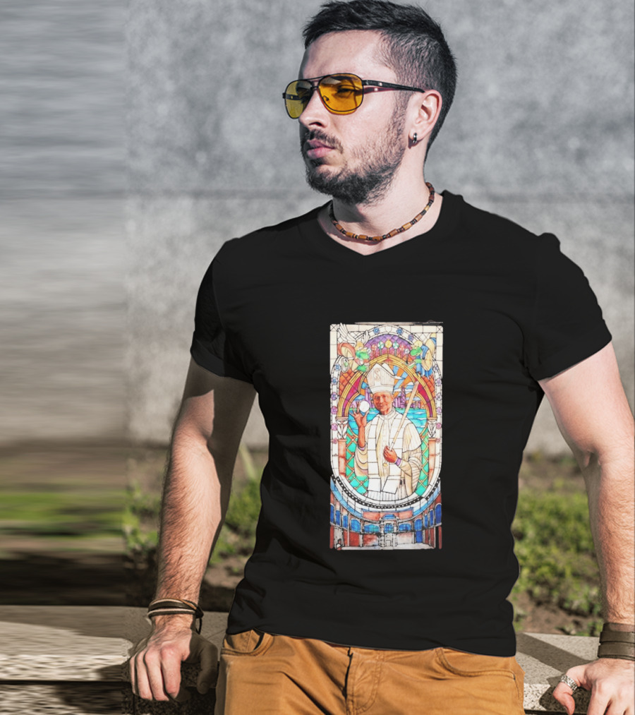 White Sox Pope Hat Stained Glass Painting T-Shirt