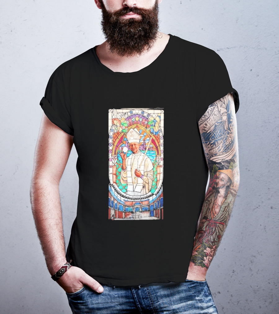 White Sox Pope Hat Stained Glass Painting T-Shirt