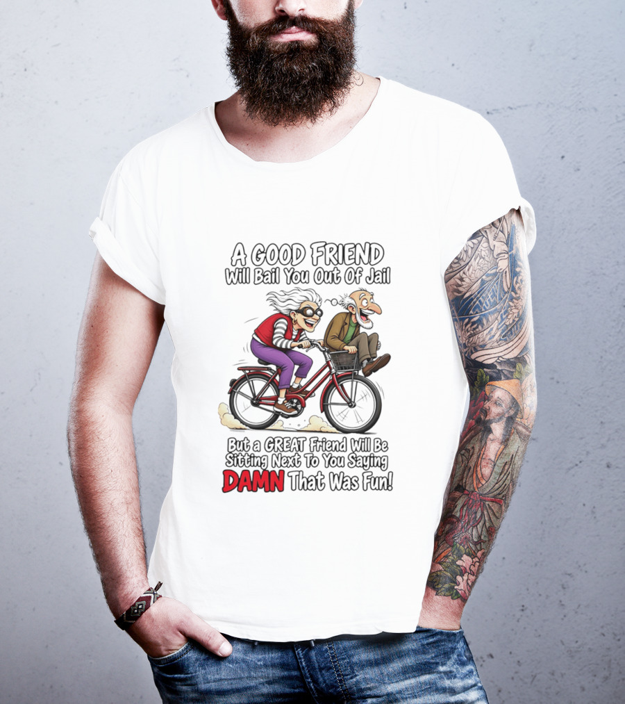A Good Friend Will Bail You Out Of Jail Great Friend Sitting Next To You Saying Damn That Was Fun T-Shirt
