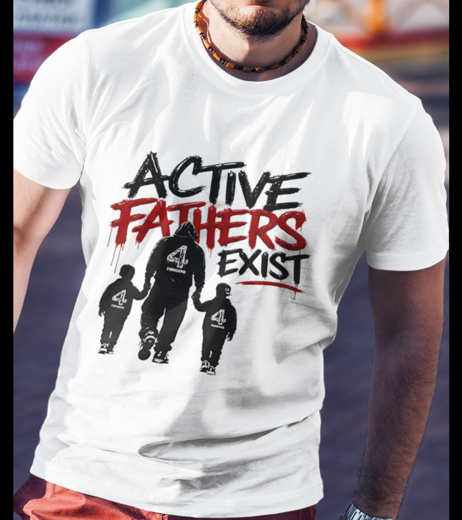 Active Fathers Exist Man Two Boys Walking Holding Hands T-Shirt