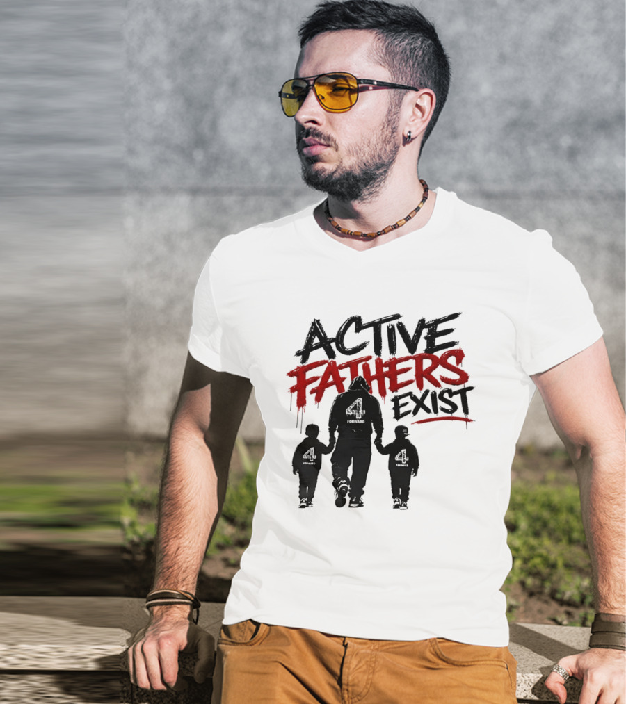 Active Fathers Exist Man Two Boys Walking Holding Hands T-Shirt