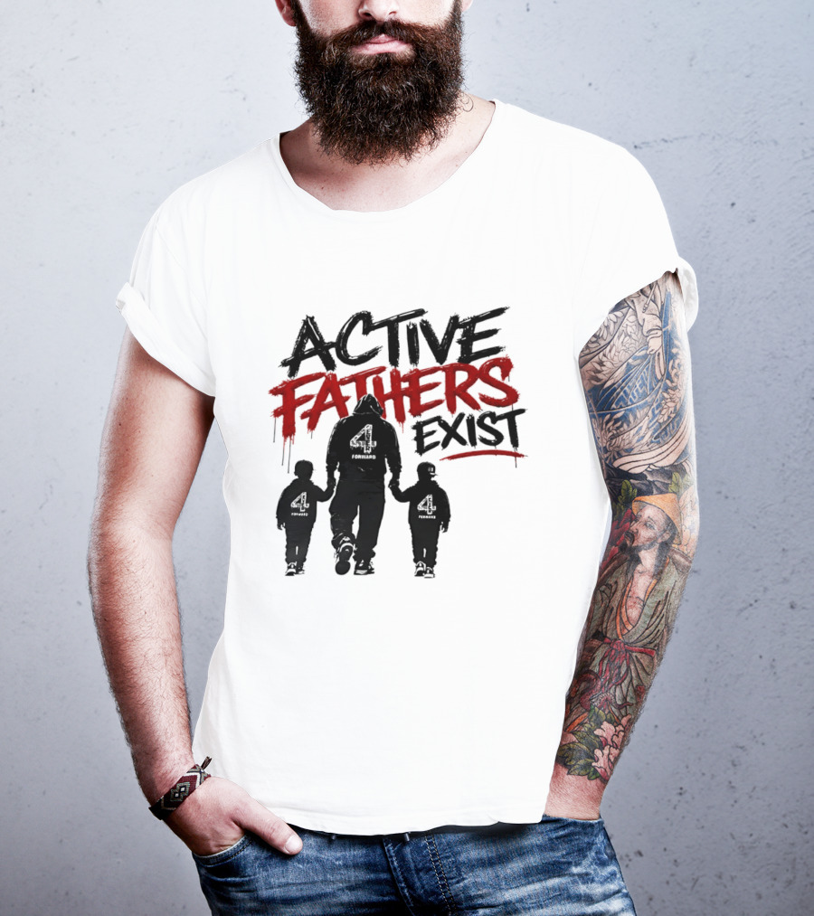 Active Fathers Exist Man Two Boys Walking Holding Hands T-Shirt