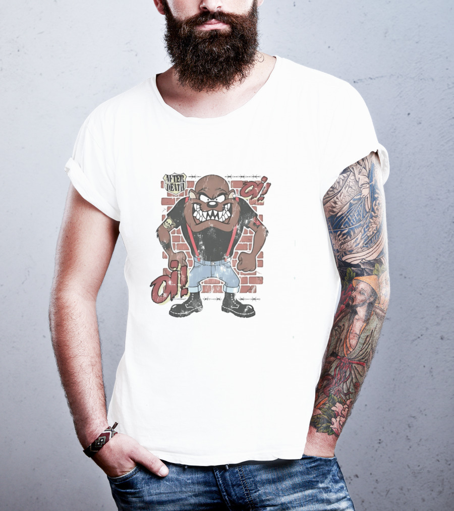 After Death Oi Distressed Skinhead Taz Suspenders Brick Wall T-Shirt