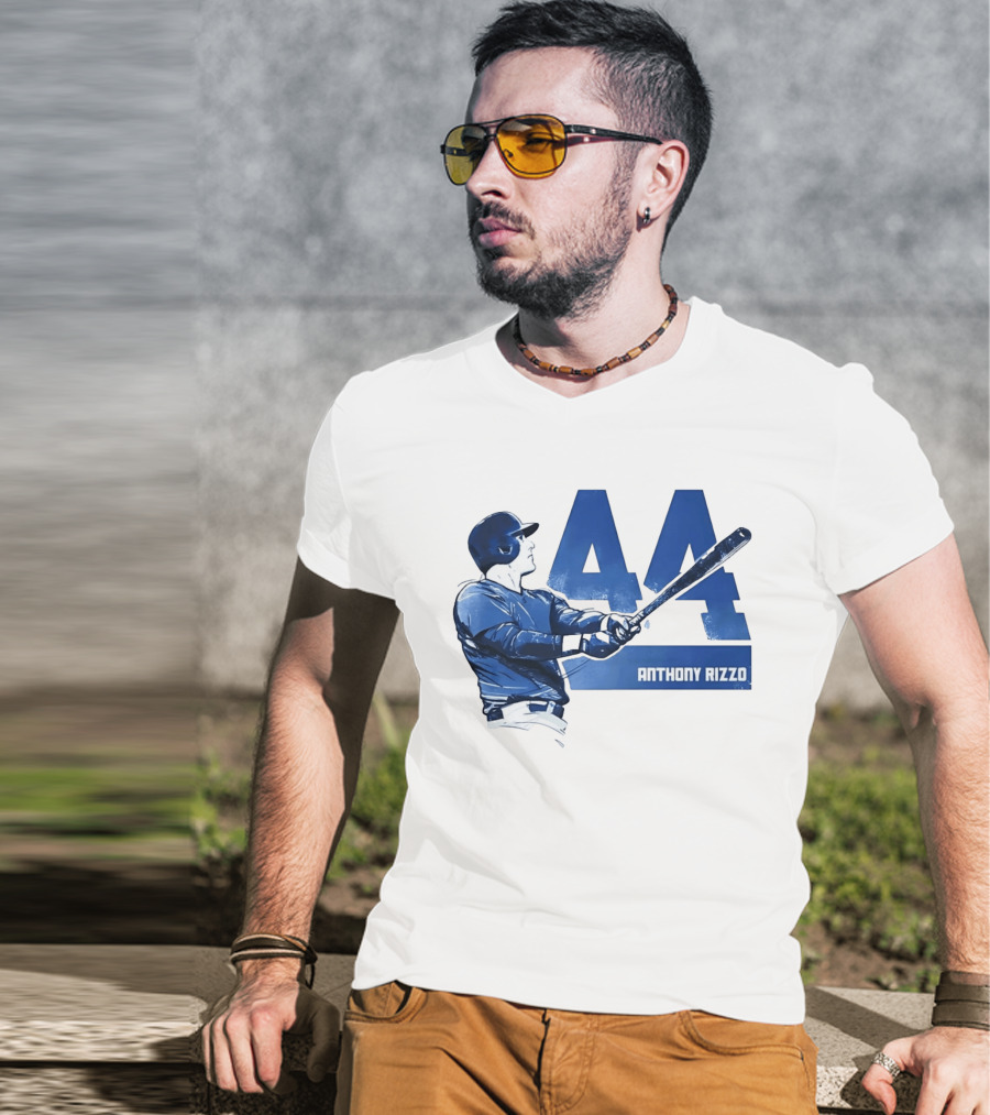 Anthony Rizzo 44 Swinging Blue Baseball Batter T-Shirt