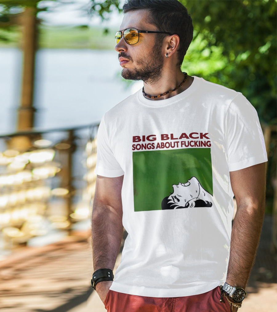 Big Black Songs About Fucking Green Background Sweating Face T-Shirt