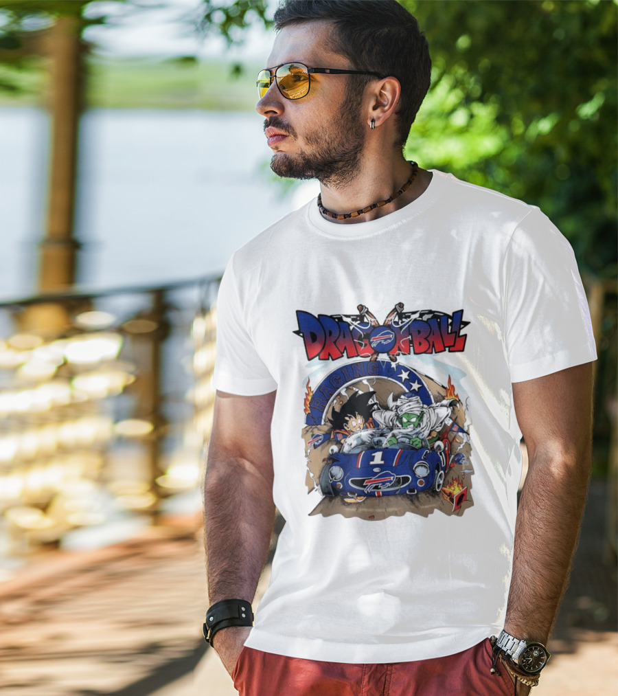 Buffalo Bills Dragon Ball Racing Goku Piccolo Driving Blue Car T-Shirt