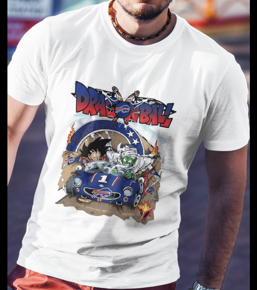 Buffalo Bills Dragon Ball Racing Goku Piccolo Driving Blue Car T-Shirt