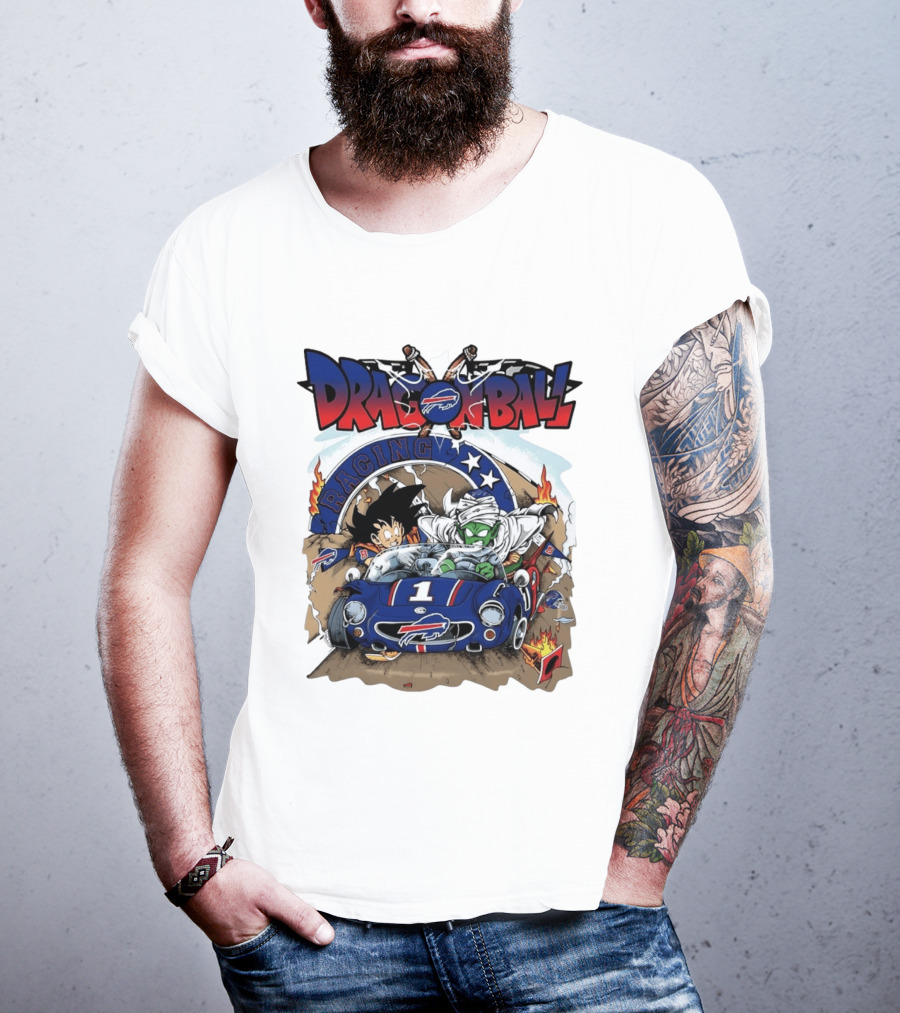 Buffalo Bills Dragon Ball Racing Goku Piccolo Driving Blue Car T-Shirt