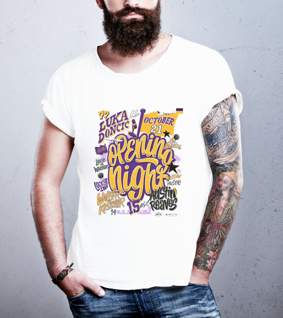 Los Angeles Lakers Luka Doncic Opening Night October 21 Walker Kessler Austin Reaves T-Shirt