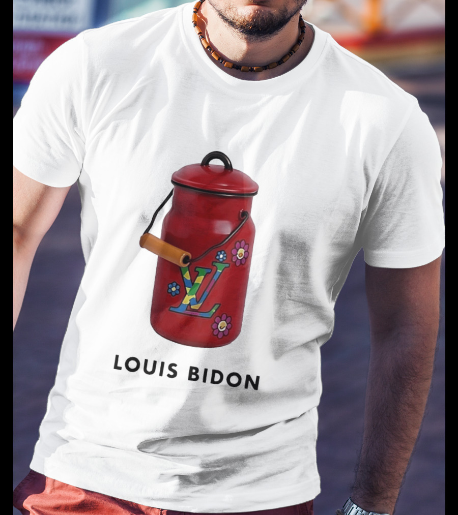 Louis Bidon Milk Jug Red Enamel Rainbow Monogram Flowers T-Shirt