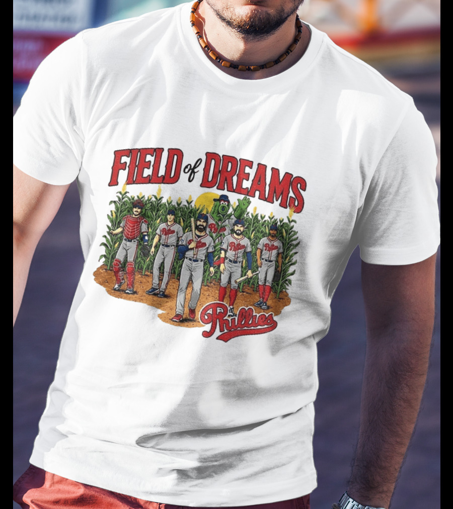 Field Of Dreams Phillies Philadelphia Baseball Players Cornfield Scene T-Shirt
