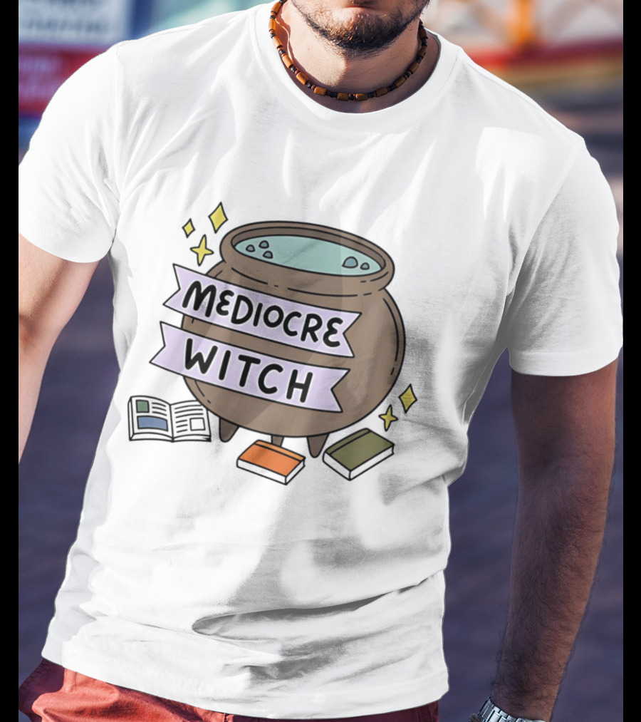 Mediocre Witch Magic Cauldron With Book And Sparkles T-Shirt