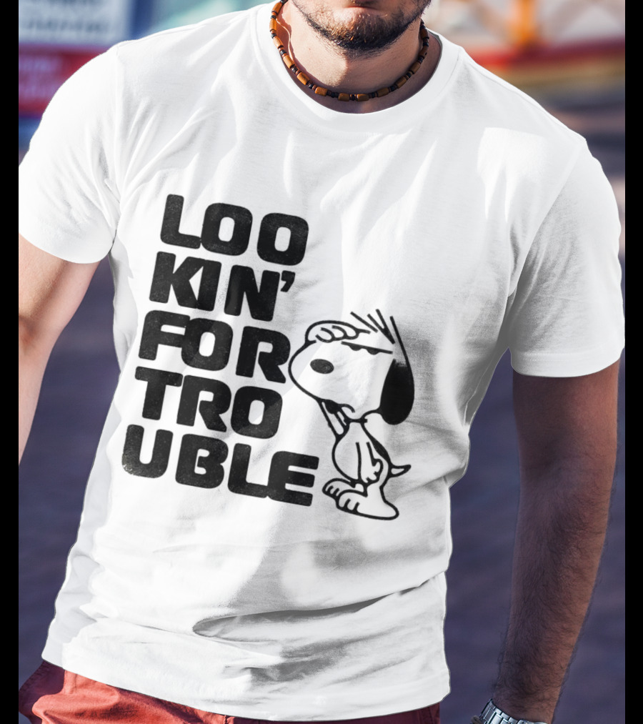Peanuts Snoopy Lookin' For Trouble Hand Over Eye Distressed T-Shirt
