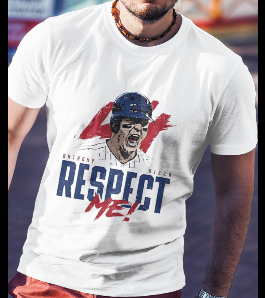 Anthony Rizzo Respect Me Screaming Baseball Player Distressed 44 Red T-Shirt