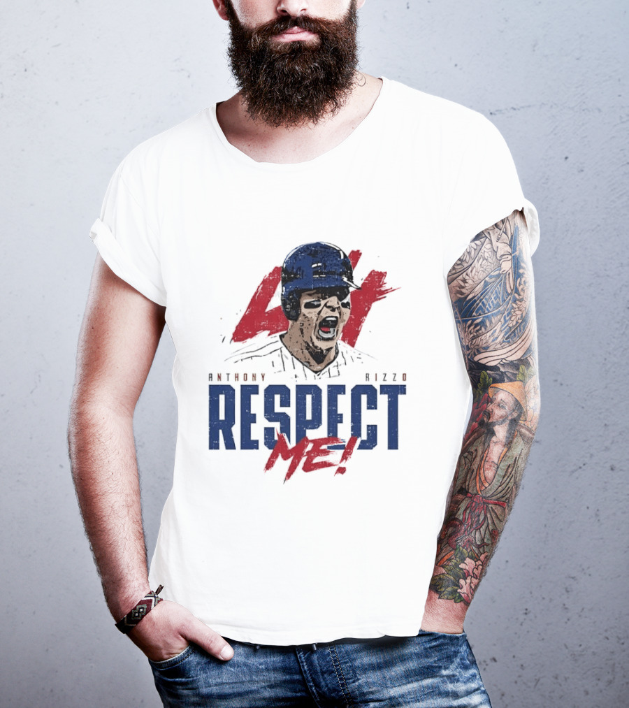 Anthony Rizzo Respect Me Screaming Baseball Player Distressed 44 Red T-Shirt