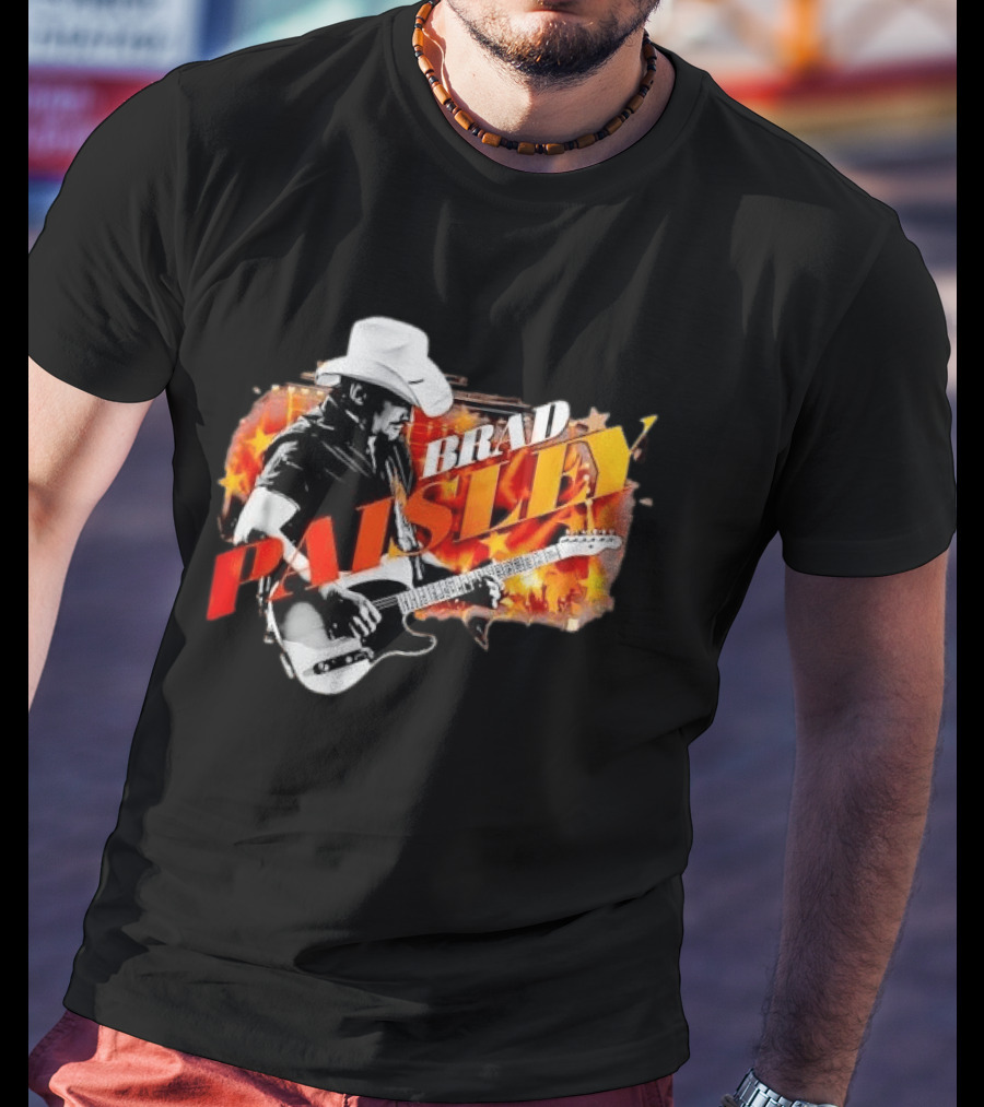 Brad Paisley Cowboy Hat Electric Guitar Musician Scene T-Shirt
