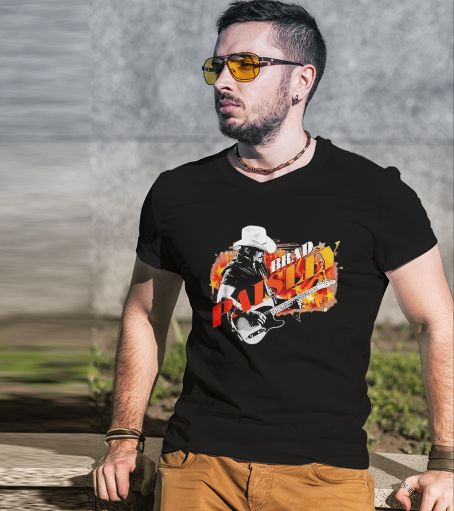 Brad Paisley Cowboy Hat Electric Guitar Musician Scene T-Shirt
