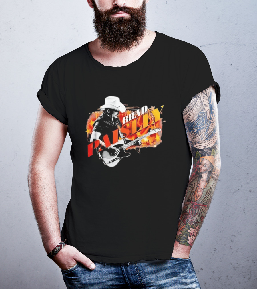 Brad Paisley Cowboy Hat Electric Guitar Musician Scene T-Shirt