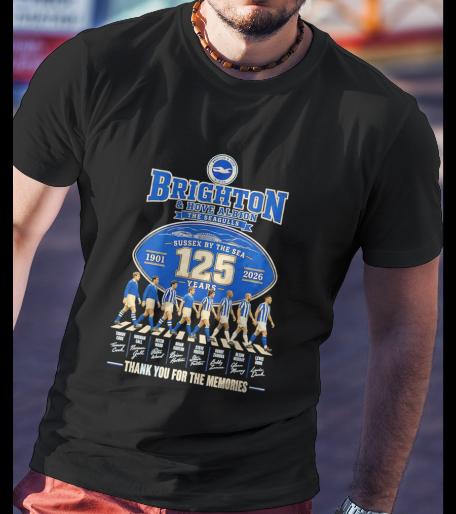 Brighton And Hove Albion The Seagulls Sussex By The Sea 125 Years 1901 2026 Thank You For The Memories T-Shirt