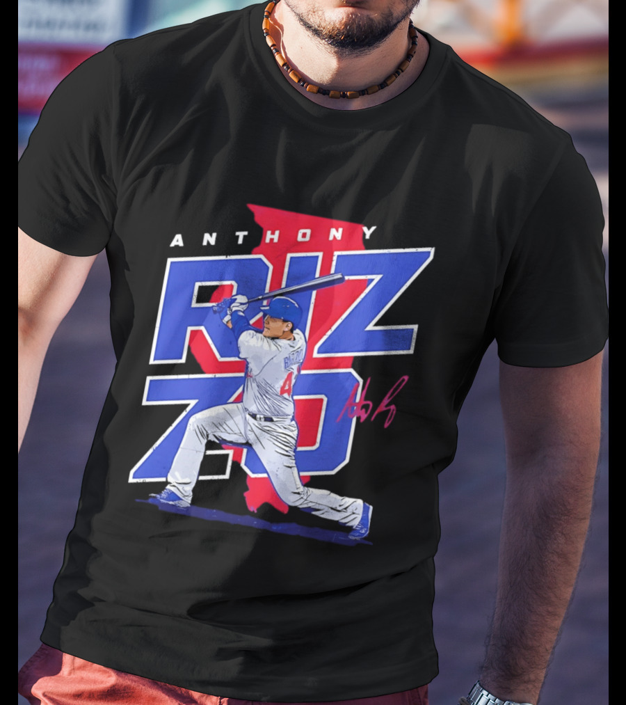 Anthony Rizzo 44 Chicago Cubs Batting Illinois Map T-Shirt