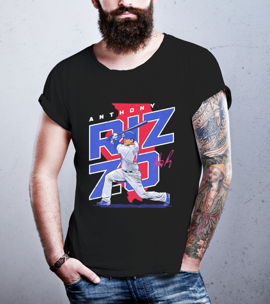 Anthony Rizzo 44 Chicago Cubs Batting Illinois Map T-Shirt