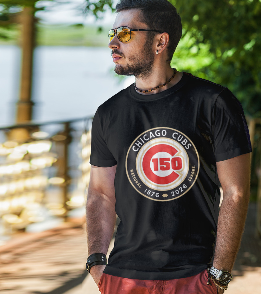 Chicago Cubs National League 150th Anniversary 1876 2026 Pinstripes T-Shirt