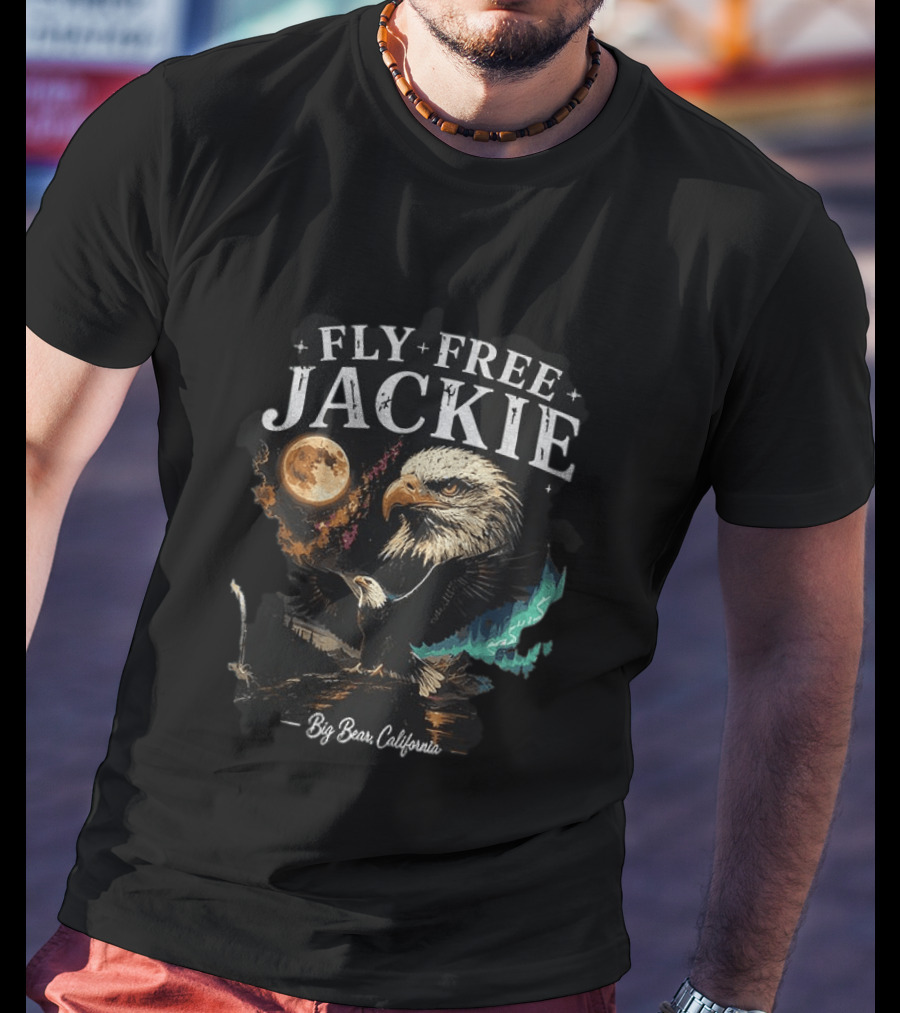 Fly Free Jackie Eagle Moon Big Bear California T-Shirt