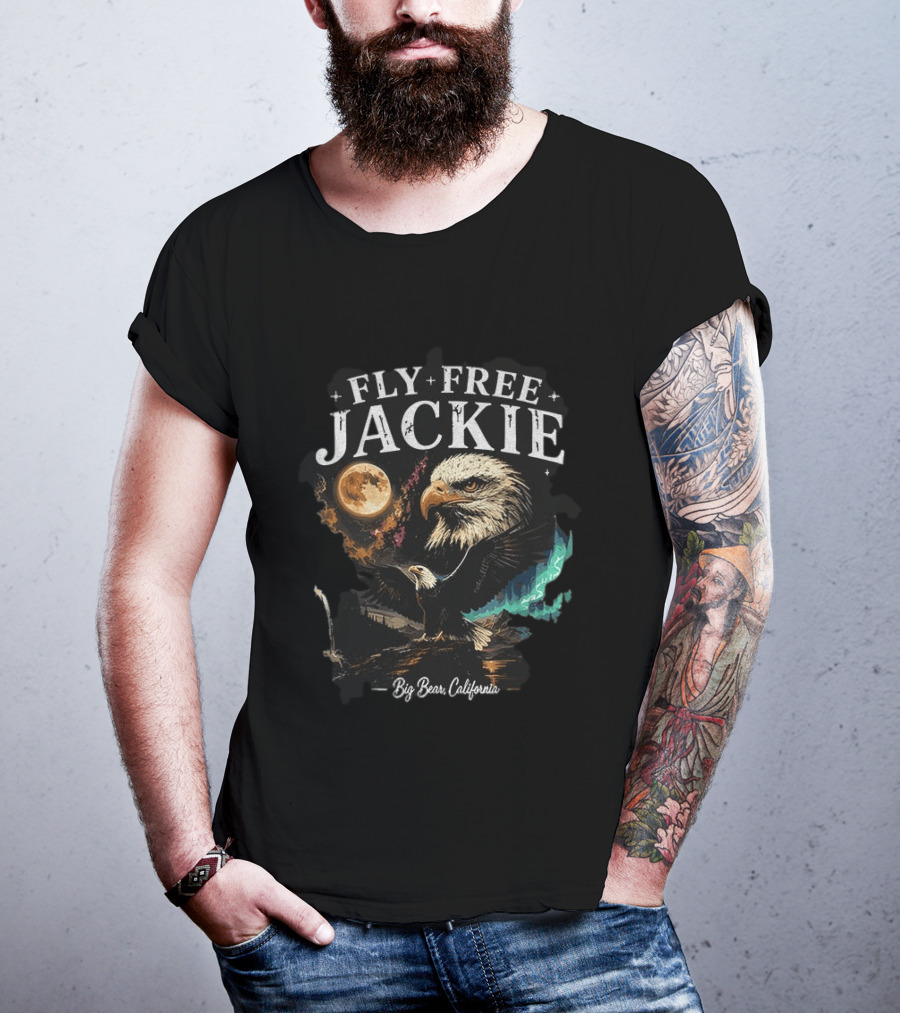 Fly Free Jackie Eagle Moon Big Bear California T-Shirt