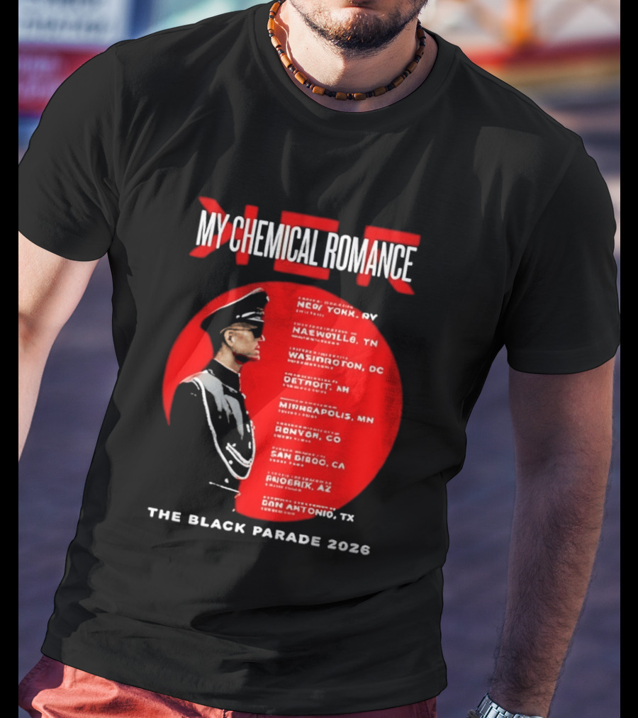 My Chemical Romance The Black Parade 2026 Tour Cities T-Shirt