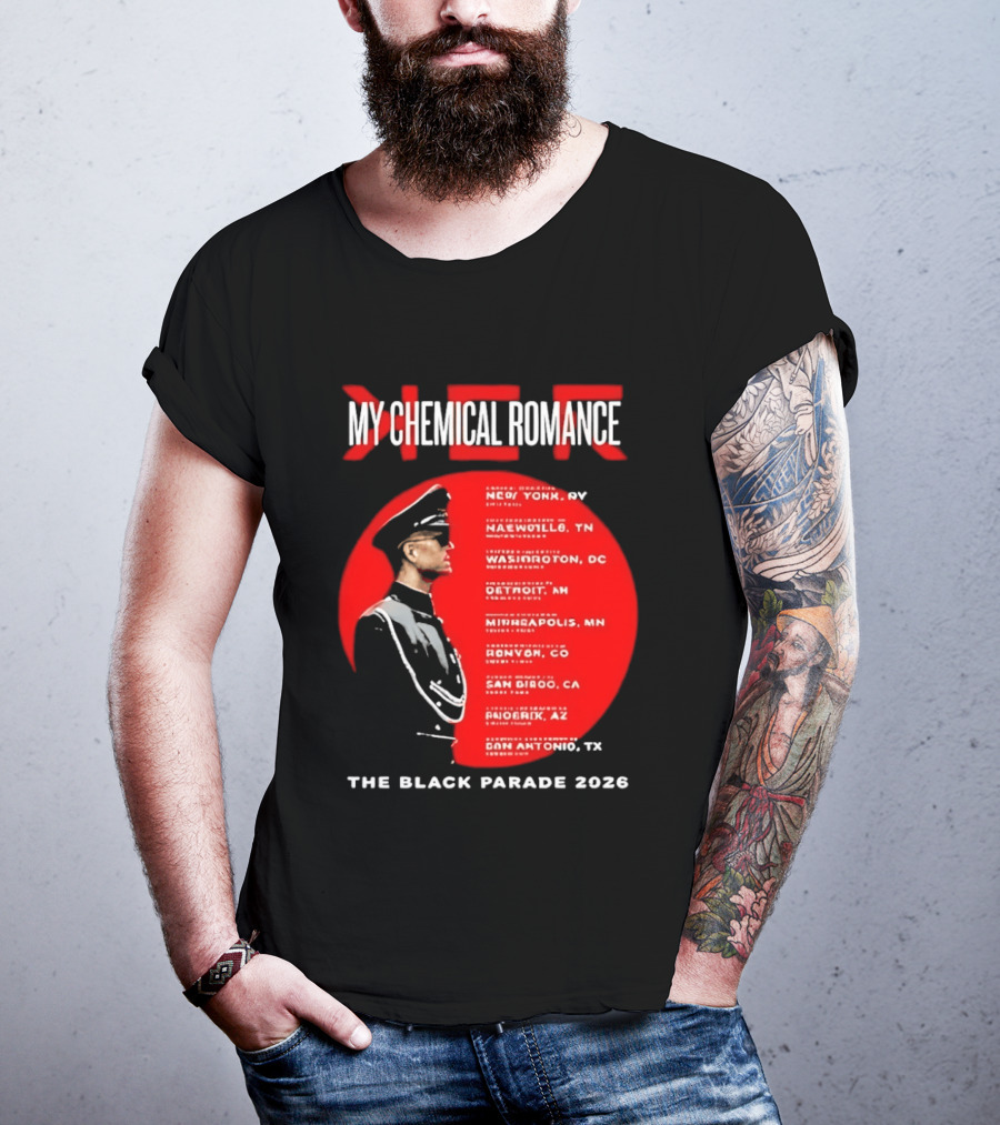 My Chemical Romance The Black Parade 2026 Tour Cities T-Shirt