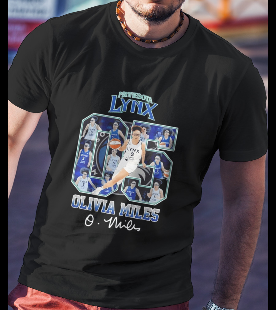 Minnesota Lynx Olivia Miles No 5 WNBA Collage T-Shirt