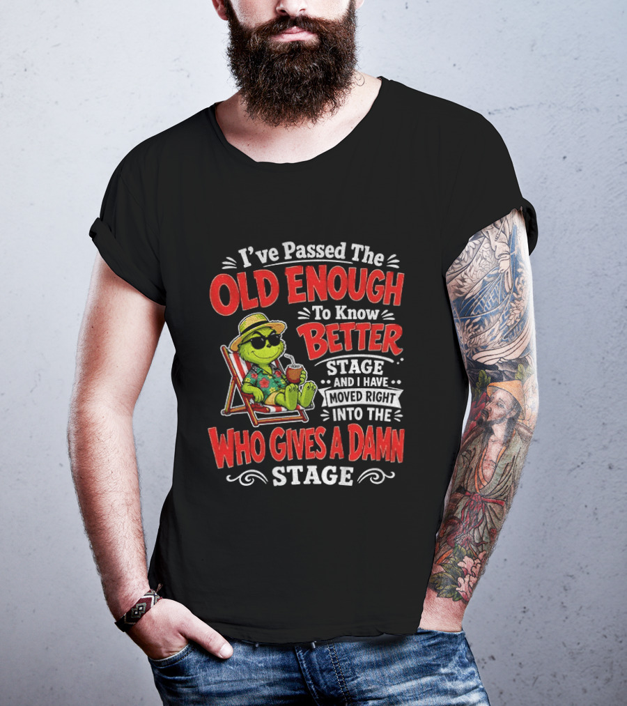 Grinch I've Passed The Old Enough To Know Better Stage Moved Right Into The Who Gives A Damn Stage T-Shirt