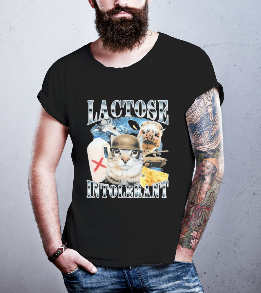 Lactose Intolerant Cat Cheese Cow Milk Jug T-Shirt
