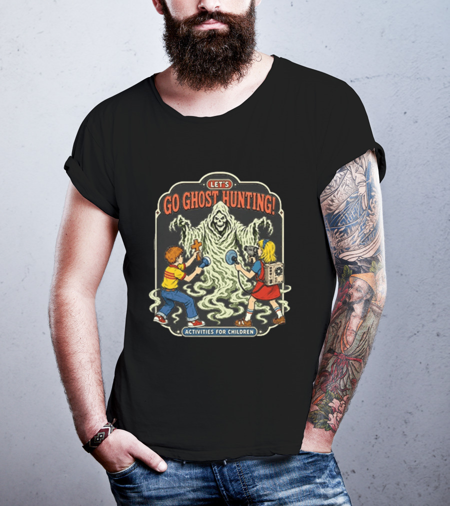 Let's Go Ghost Hunting Activities For Children With Scary Ghoul And Kids T-Shirt