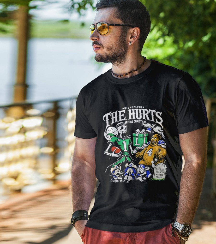 Philadelphia Eagles The Hurts Before Christmas Jalen Hurts Dallas Season Again Tombstone T-Shirt