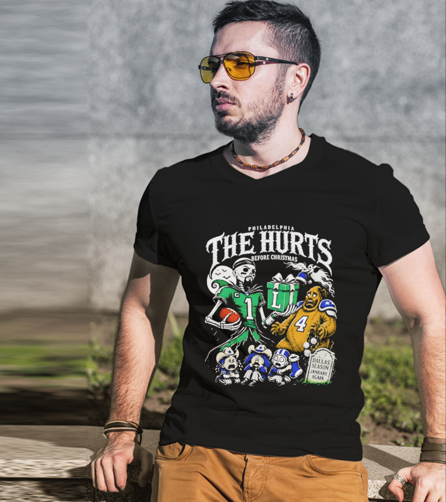 Philadelphia Eagles The Hurts Before Christmas Jalen Hurts Dallas Season Again Tombstone T-Shirt
