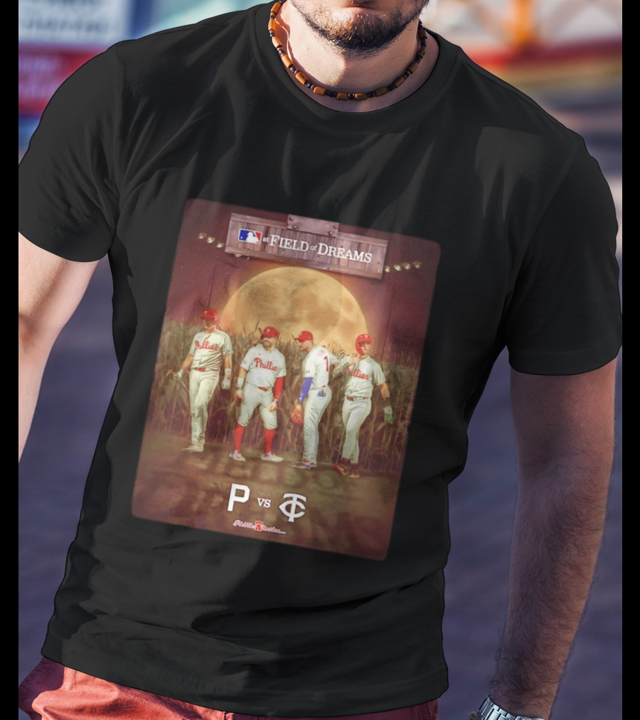 MLB At Field Of Dreams Philadelphia Phillies Vs Minnesota Twins 2026 Moonlit Cornfield Scene T-Shirt