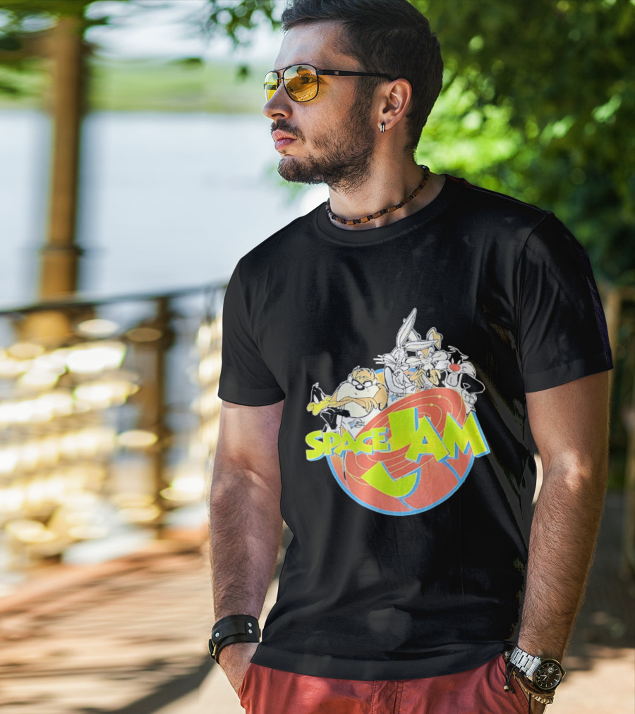 Space Jam Looney Tunes Characters Dynamic Pose T-Shirt