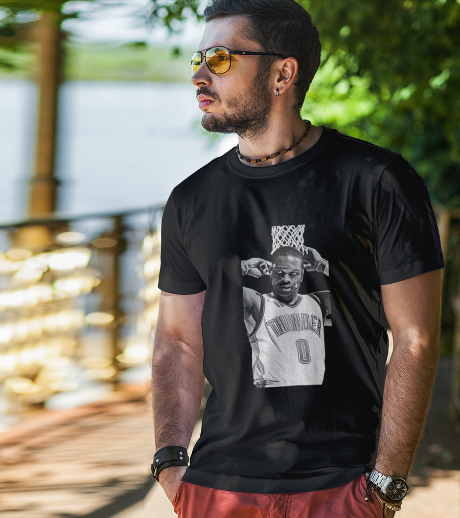Russell Westbrook Masked OKC Thunder Basketball Legend Iconic Number 0 T-Shirt