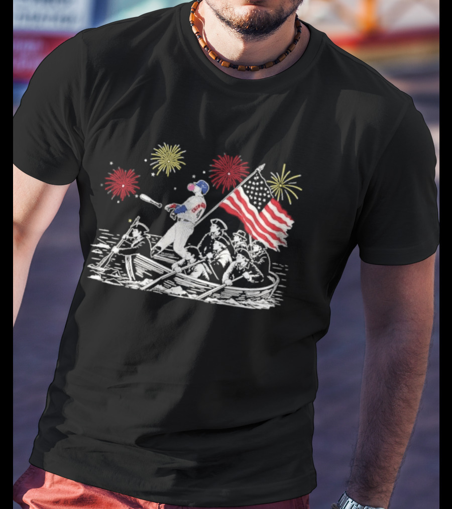 Players Crow Armstrong Patriotic Baseball Batting With American Flag And Revolutionary Boat T-Shirt