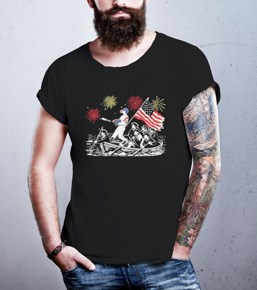 Players Crow Armstrong Patriotic Baseball Batting With American Flag And Revolutionary Boat T-Shirt