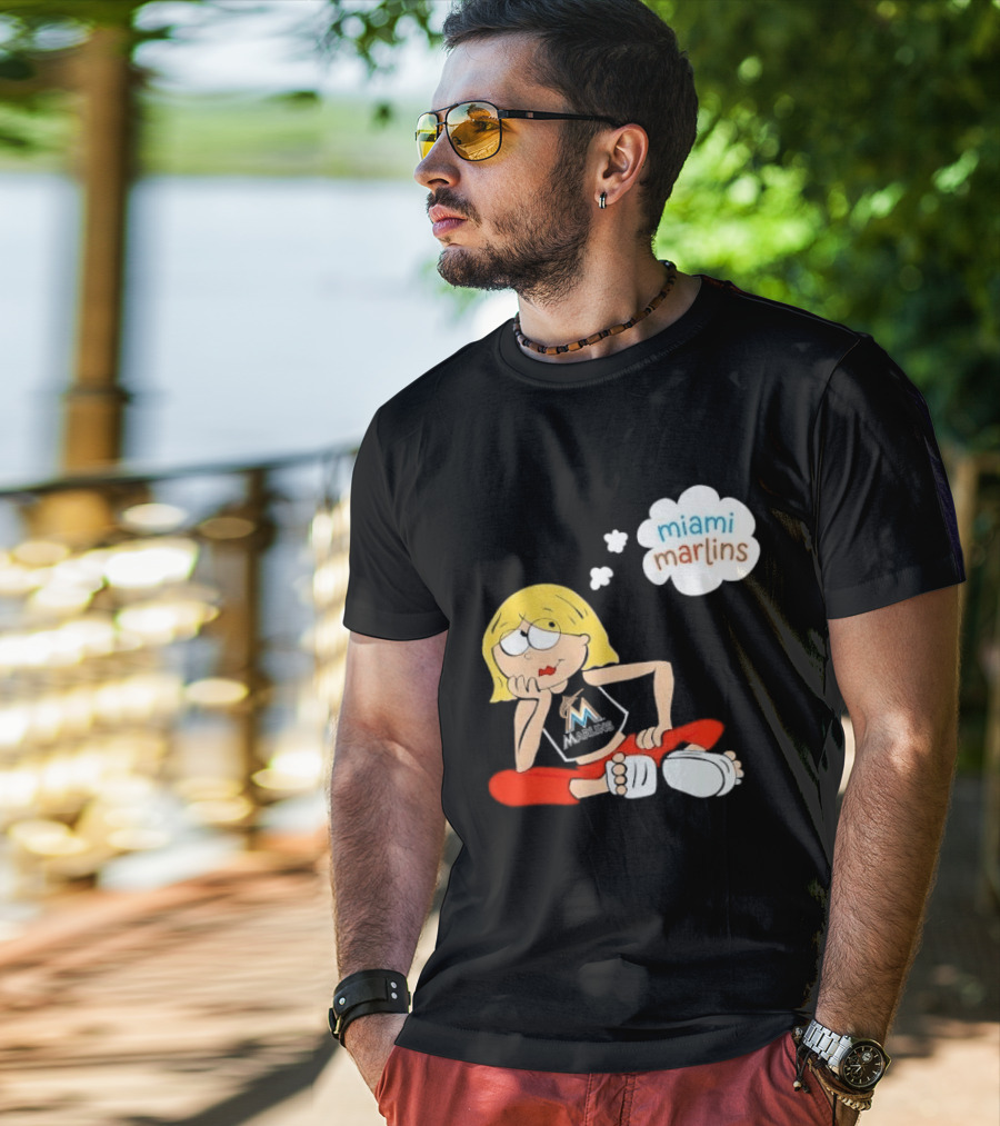 Miami Marlins MLB Cartoon Lizzie McGuire Blonde Girl Fan T-Shirt